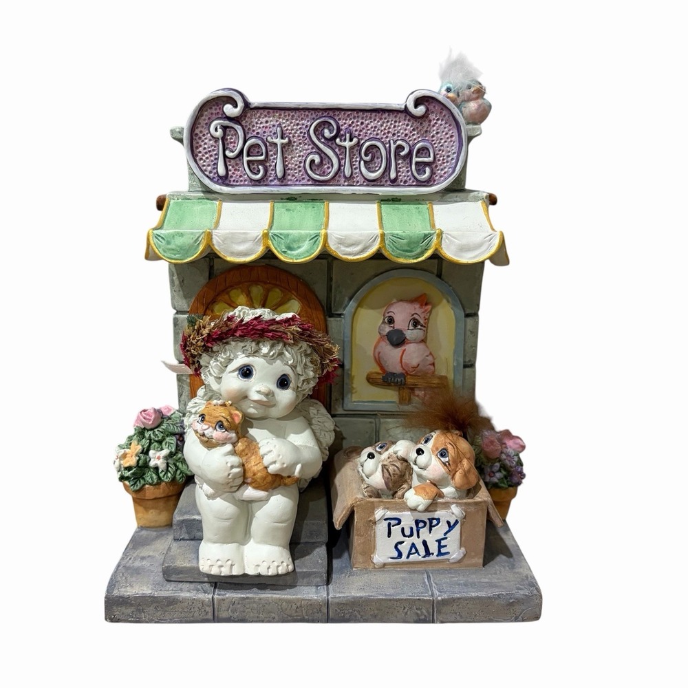 Vintage Angel cherub DREAMSICLES  PET  STORE "PUPPY Sales" Signed 2001 Cat